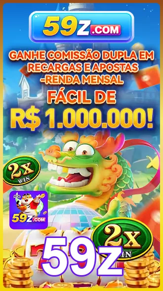 Promoção de comissão dupla da 59z com dragão e moedas.