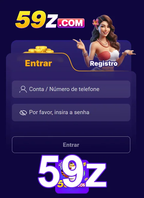 Tela de login do 59z destacando registro rápido para saques.